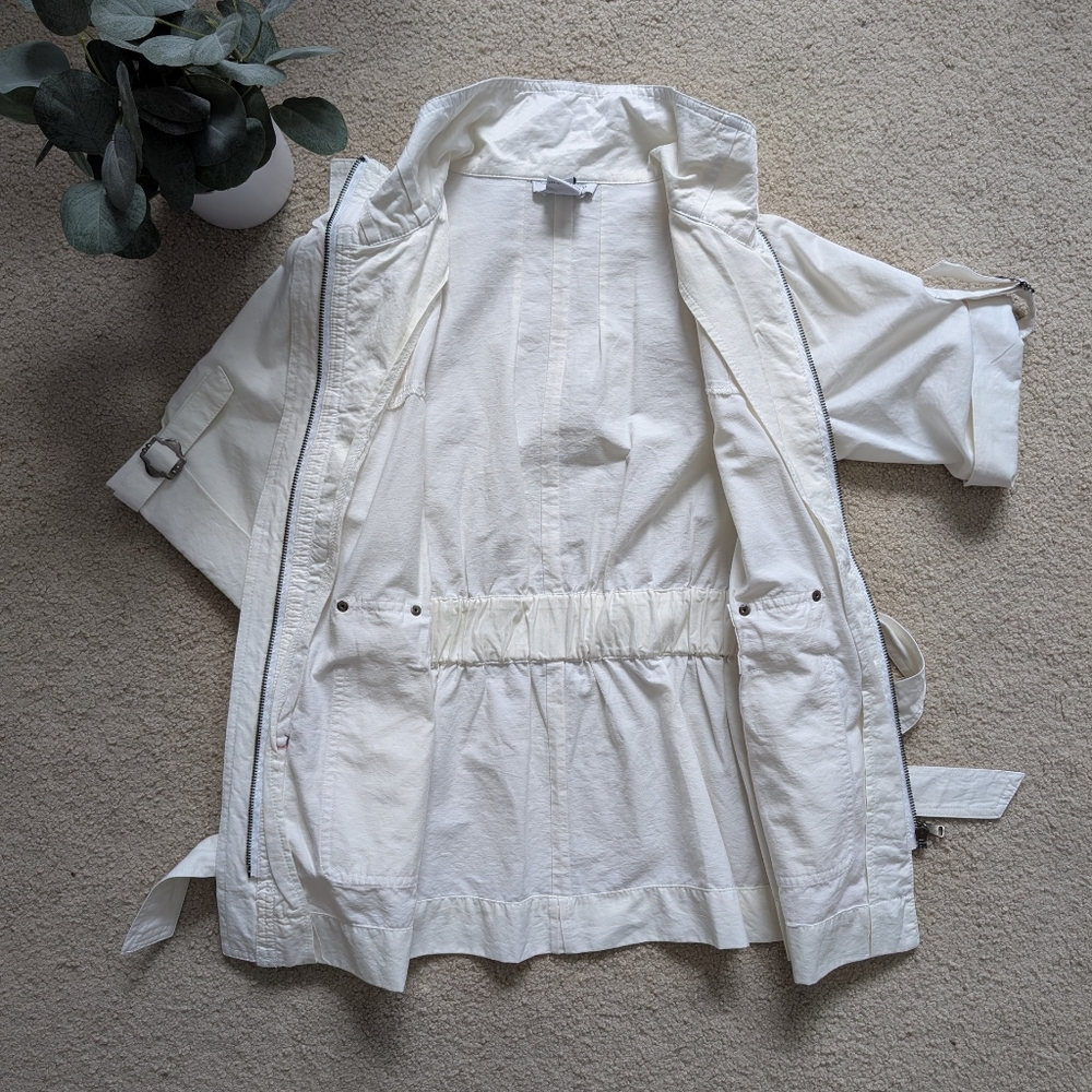 Luii White High Collar Half Sleeve Jacket Size Small - Picture 2 of 11